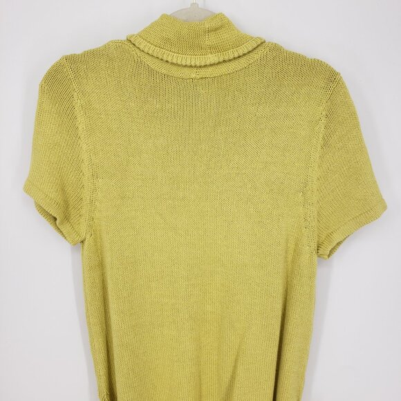 White + Warren Short Sleeve Belted Cardigan Sweater XL Chartreuse Yellow Green - Picture 7 of 8